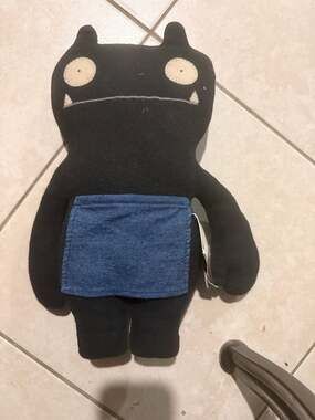 UglyDoll Wage Black Plush with Denim Apron Helper 14 inch